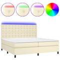vidaXL Boxspring posteľ s matracom a LED krémová 200x200 cm umelá koža