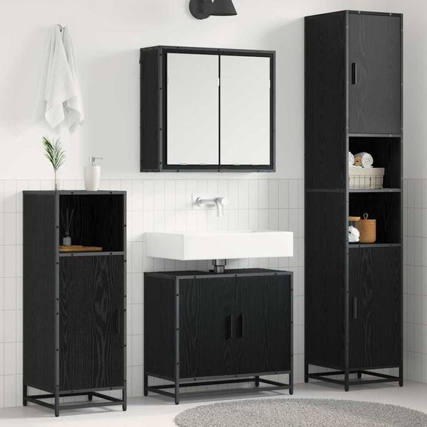 vidaXL Sada kúpeľňového nábytku 3 pcs Čierny dub Kompozitné drevo