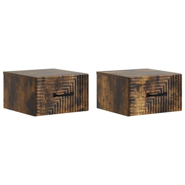 vidaXL Nástenná nočná skrinka 2 pcs Dymový dub 34,5 x 33 x 20 cm