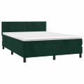 vidaXL Posteľný rám boxsping s matracom tmavozelený 140x190 cm zamat