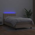 vidaXL Boxspring posteľ matrac a LED kapučínová 90x190 cm umelá koža