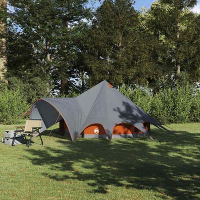 vidaXL Teepee stan pre 3 osoby Šedá a oranžová 600 x 600 x 347 cm