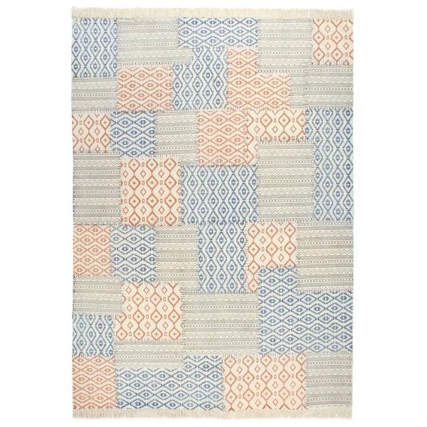 vidaXL Ručne tkaný koberec Kilim bavlna 200x290 cm potlač farebný
