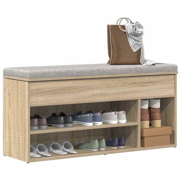 vidaXL lavica na topánky dub sonoma 102x30,5x45 cm umelé drevo