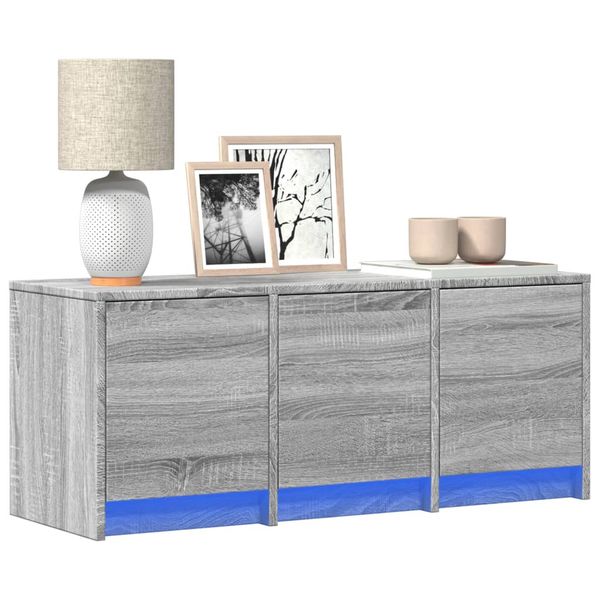 vidaXL TV stolík s LED sivý sonoma 97x34x40 cm kompozitné drevo