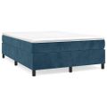 vidaXL Posteľný rám s boxspringom tmavomodrá 140x190 cm zamat