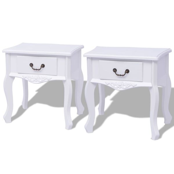 vidaXL Nočné stolíky, 2 ks, MDF, biele