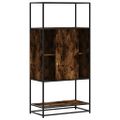 vidaXL Vysoká skrinka dymový dub 68x35x139 cm kompozitné drevo+kov