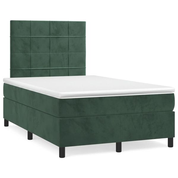 vidaXL Boxspring posteľ s matracom, tmavozelená 120x190cm, zamat