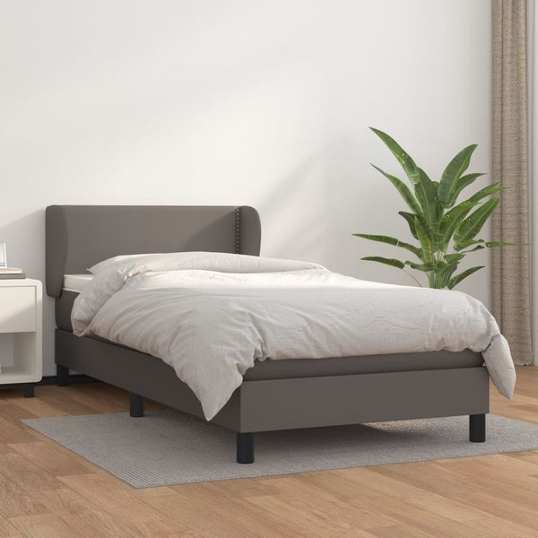 vidaXL Boxspring posteľ s matracom sivá 80x200 cm umelá koža