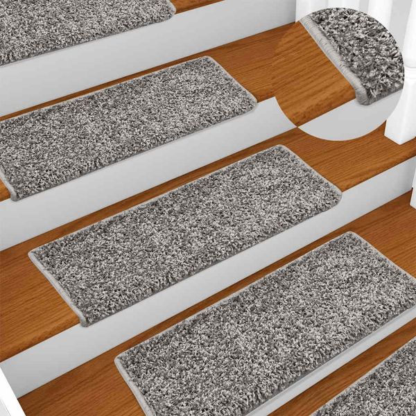vidaXL Schodové rohože 5 ks 65x21x4 cm sivé s obdĺžnikovým okrajom