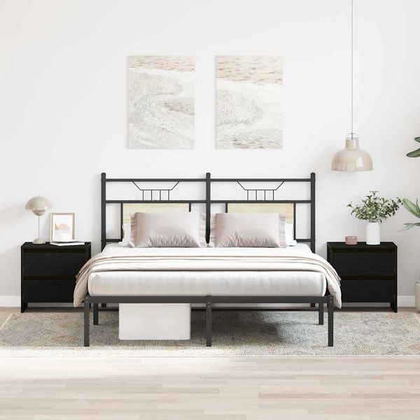 vidaXL Nočný stolík so zásuvkou 2 pcs Čierny dub 45 x 34 x 44,5 cm