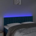 vidaXL Čelo postele s LED tmavomodré 144x5x78/88 cm zamat