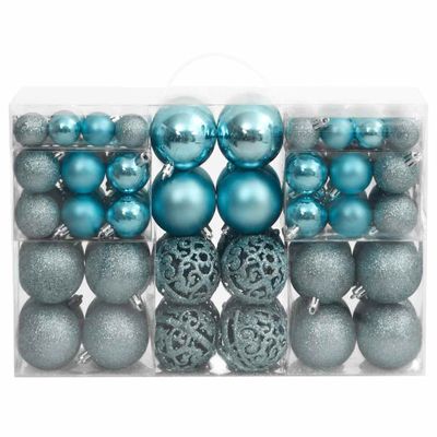 vidaXL Vianočné ozdoby 100 ks tyrkysové 3 / 4 / 6 cm