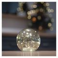 LED vianočná sklenená guľa - zlatá, 15 cm, 3x AA, vnútorná, teplá biela, časovač