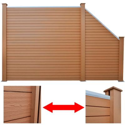 vidaXL Záhradný plot, 1 štvorcový + 1 šikmý panel, WPC 283 cm, hnedý