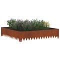 vidaXL Obrubník trávnika 4 ks 100 x 100 x 20 cm Oceľ Hrdzavý