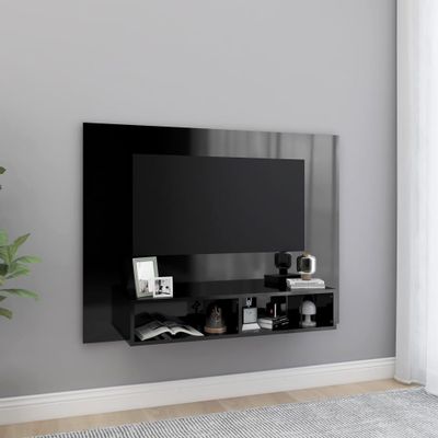 vidaXL Nástenná TV skrinka lesklá čierna 120x23,5x90 cm sprac. drevo