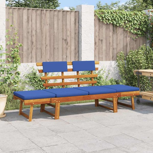 vidaXL Záhradná lavička s podložkami 2-v-1 190 cm, akáciový masív