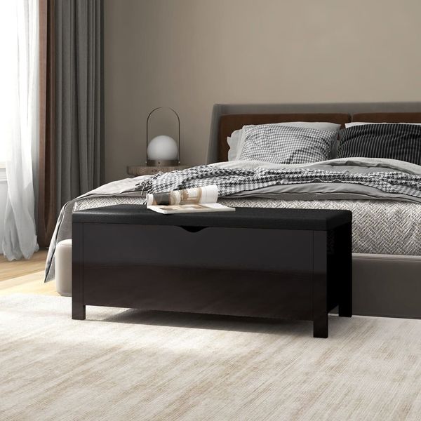 vidaXL Úložný box+podložka, lesklý čierny 105x40x45cm kompozitné drevo