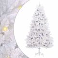 vidaXL Umelý Sklápací Vianočný Stromček LED Biela 138 x 138 x 300 cm