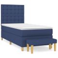 vidaXL Posteľný rám boxspring s matracom modrý 90x190 cm látka