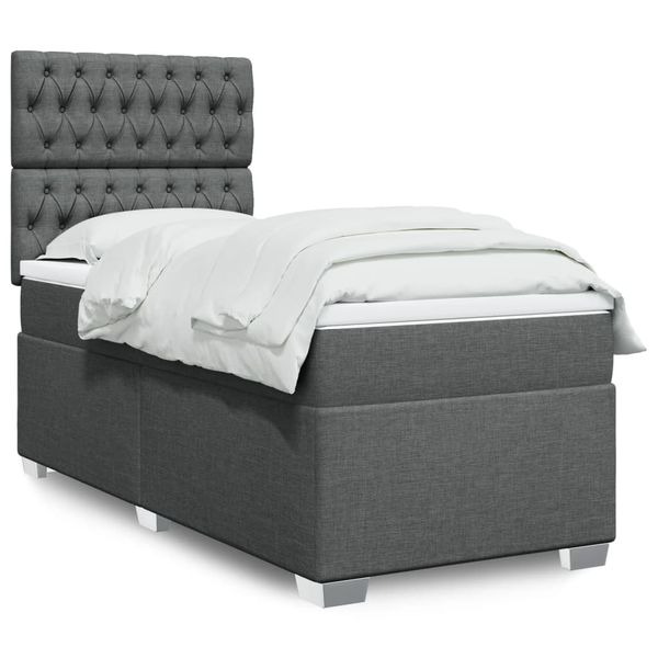vidaXL Boxspring posteľ s matracom tmavosivá 90x190 cm látka