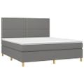 vidaXL Posteľ boxsping s matracom a LED tmavosivá 160x200 cm látka