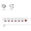 HAMA Prepäťová ochrana XL, 6x Schuko, 1,4m, biela
