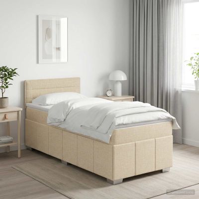 vidaXL Posteľ boxspring s matracom Krémová 100 x 200 cm Látka