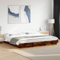 vidaXL Posteľný rám s LED svetlami dymový dub 180x200cm kompoz. drevo