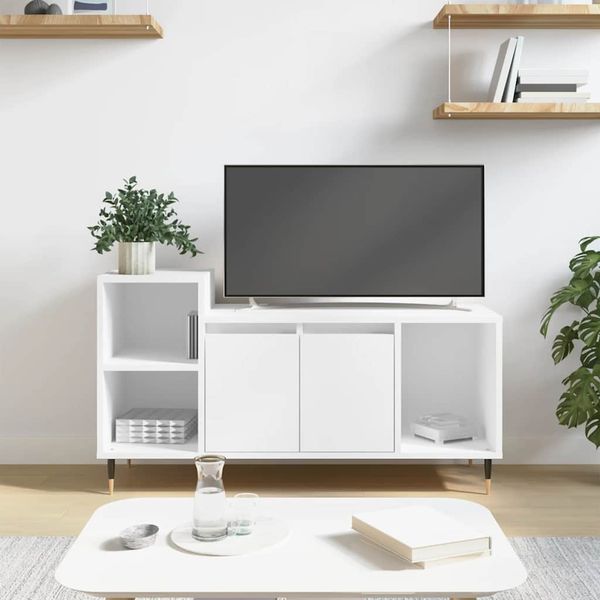 vidaXL TV skrinka biela 100x35x55 cm spracované drevo