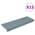 vidaXL Schodové rohože 15 ks 65x21x4 cm morsko modré s obdĺžnikovým okrajom