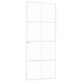 vidaXL Vnútorné dvere biele 83x201,5 cm tvrdené sklo a hliník úzke