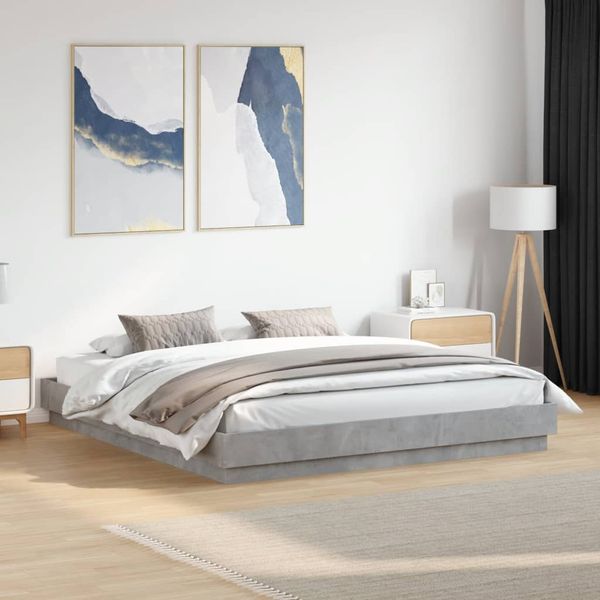 vidaXL Posteľný rám betónový sivý 180x200 cm kompozitné drevo