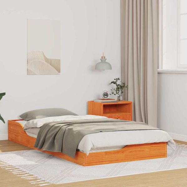 vidaXL Rám postele Včelí hnedý 75 x 190 cm Masívne borovicové drevo