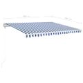 vidaXL Automatická markíza, LED a senzor vetra 400x350 cm, modrá/biela