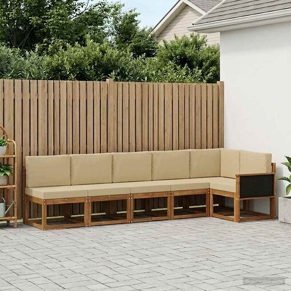 vidaXL Záhradná súprava gaučov 6 pcs Prírodná a béžová Polyester