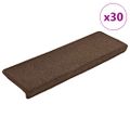 vidaXL Schodové rohože 30 ks 65x21x4 cm kávovohnedé s obdĺžnikovým okrajom