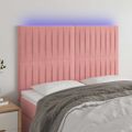 vidaXL Čelo postele s LED ružové 144x5x118/128 cm zamat