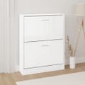 vidaXL Botník Biela, vysoký lesk 59x17x81 cm spracované drevo