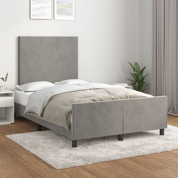 vidaXL Posteľ bez matracom svetlosivá 120x190 cm zamat