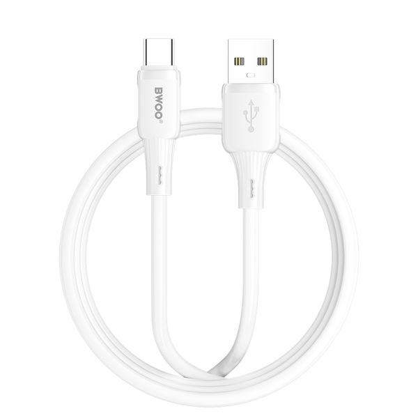 BWOO 3A silikónový kábel X329C USB - USB-C 1m biely