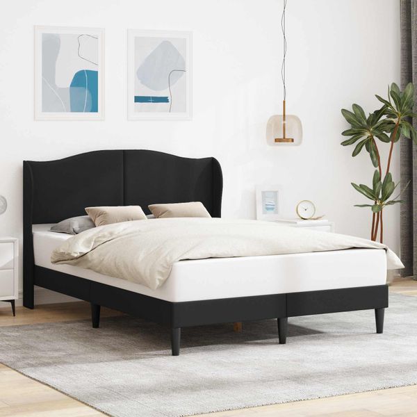 vidaXL Rám postele s čelnou doskou Čierna 140 x 200 cm Umelá koža
