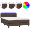vidaXL Boxspring posteľ s matracom a LED hnedá 140x190 cm umelá koža