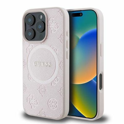 Puzdro Guess pre iPhone 16 Pro Max 6,9" GUHMP16XPSAPSMEP ružové tvrdé puzdro Saffiano Peony Classic Logo MagSafe