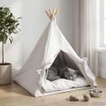 vidaXL Psí teepee s vankúšom Biela 60 x 60 x 70 cm Polyester