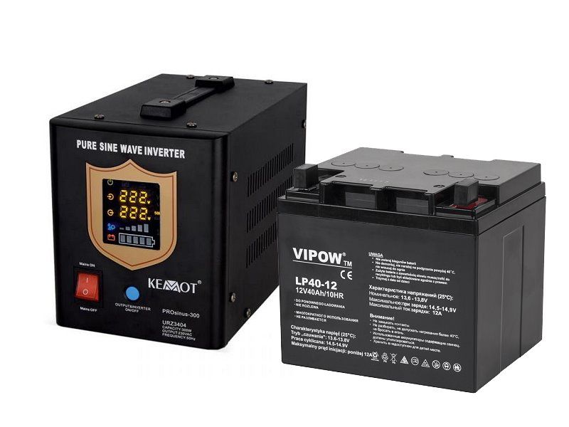 Zdroj záložní KEMOT PROsinus  500 URZ3404B 300W 12V + AKU 40Ah