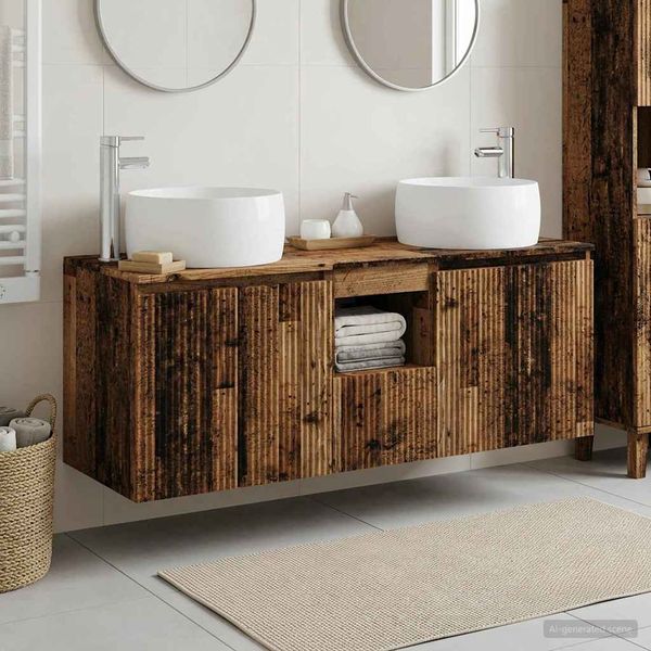 vidaXL Set kabinetov do kúpeľne 3 ks Staré drevo 49,5 x 44,5 x 66 cm