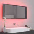vidaXL LED kúpeľňová zrkadlová skrinka lesklá sivá 100x12x45 cm akryl